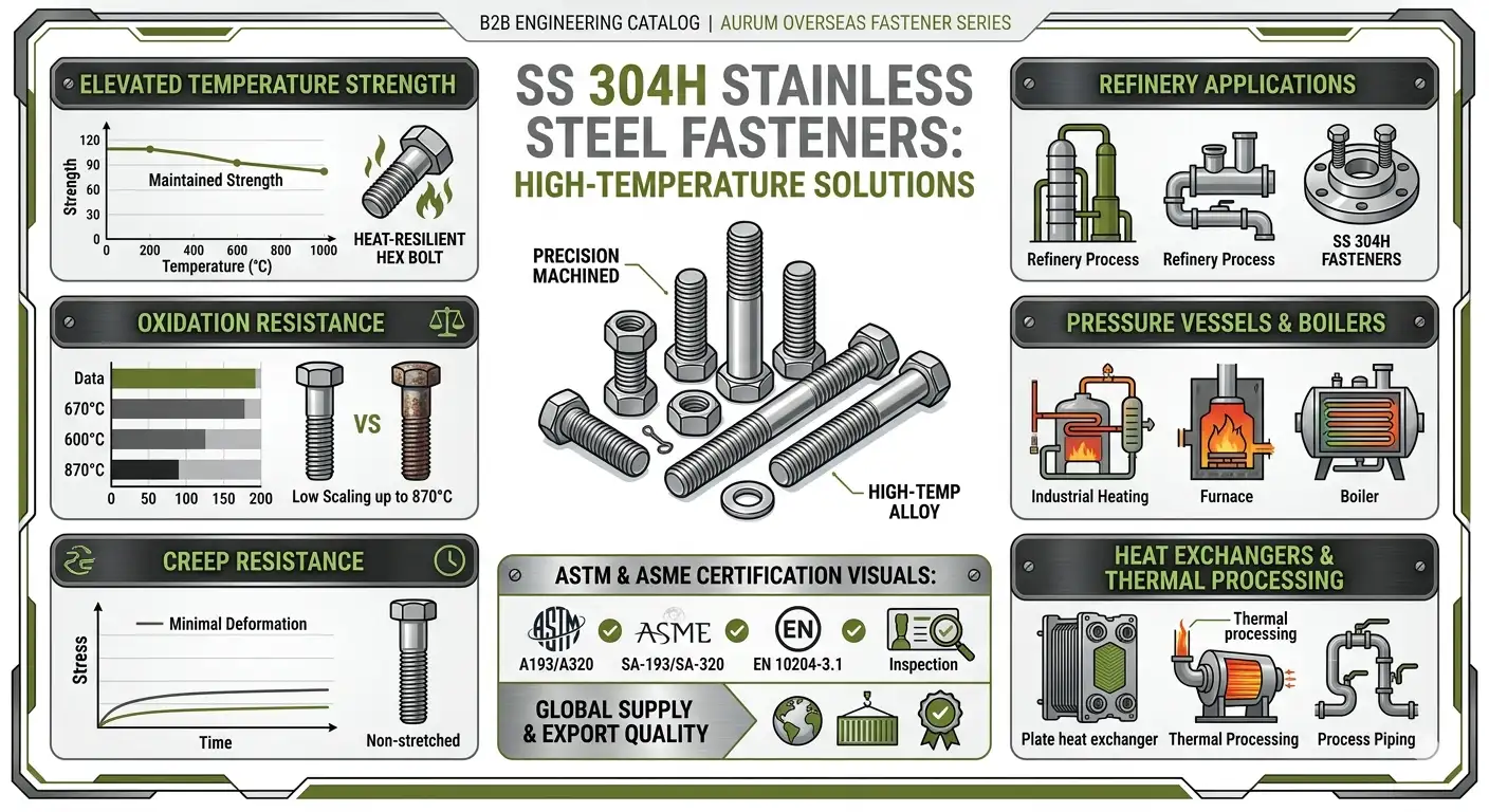 High quality SS 310H Fasteners for high temperature furnace and petrochemical applications