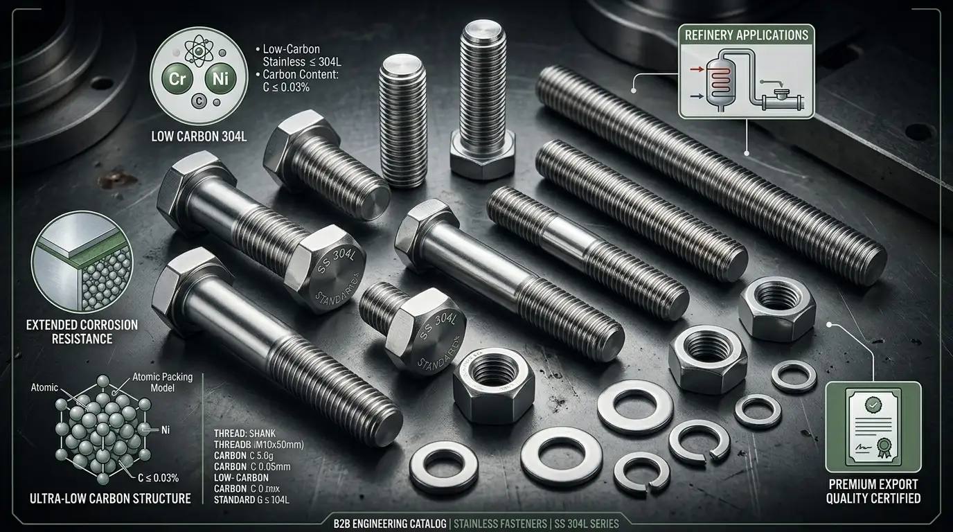 High quality SS 304L Fasteners for chemical processing and industrial applications