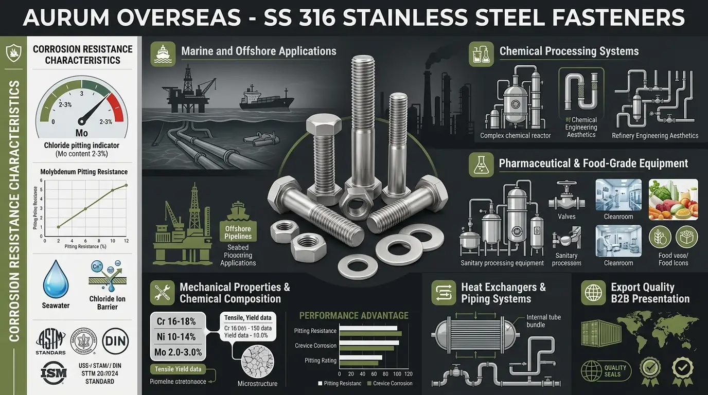 High quality Stainless Steel 316 Fasteners for marine and chemical processing applications