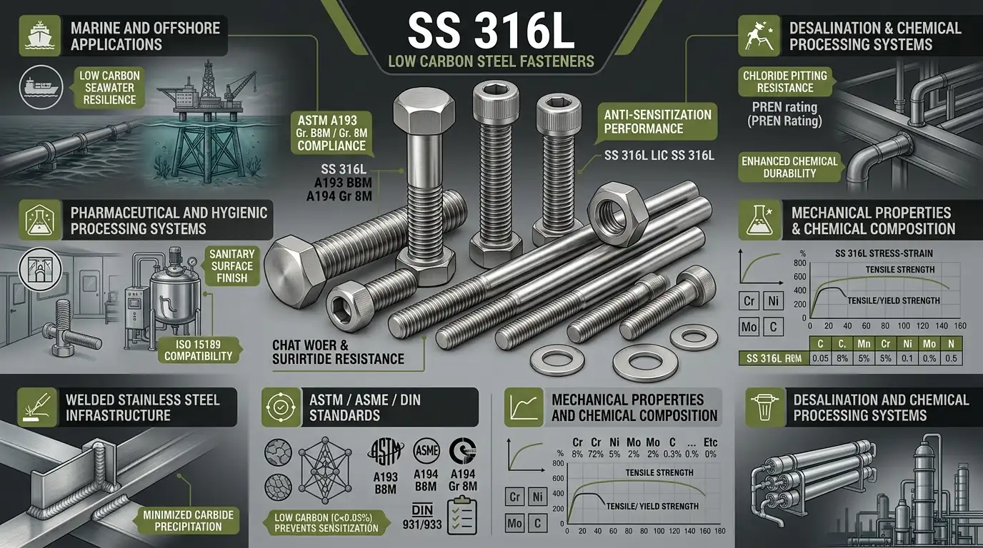 High quality SS 316L Fasteners for marine offshore and chemical processing applications