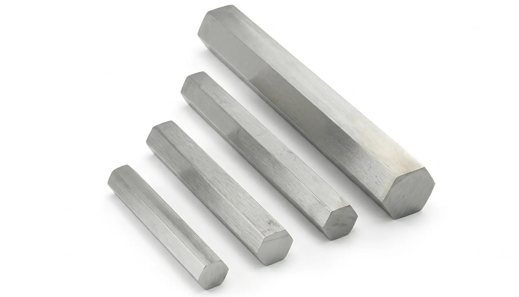 High-precision ASTM B511 Incoloy 330 UNS N08330 and ASTM A638 Inconel 660 UNS S66286 Bright Hex Bars stacked in warehouse inventory