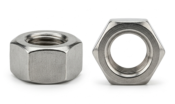 Stainless steel 317L nuts arranged for industrial fastening applications