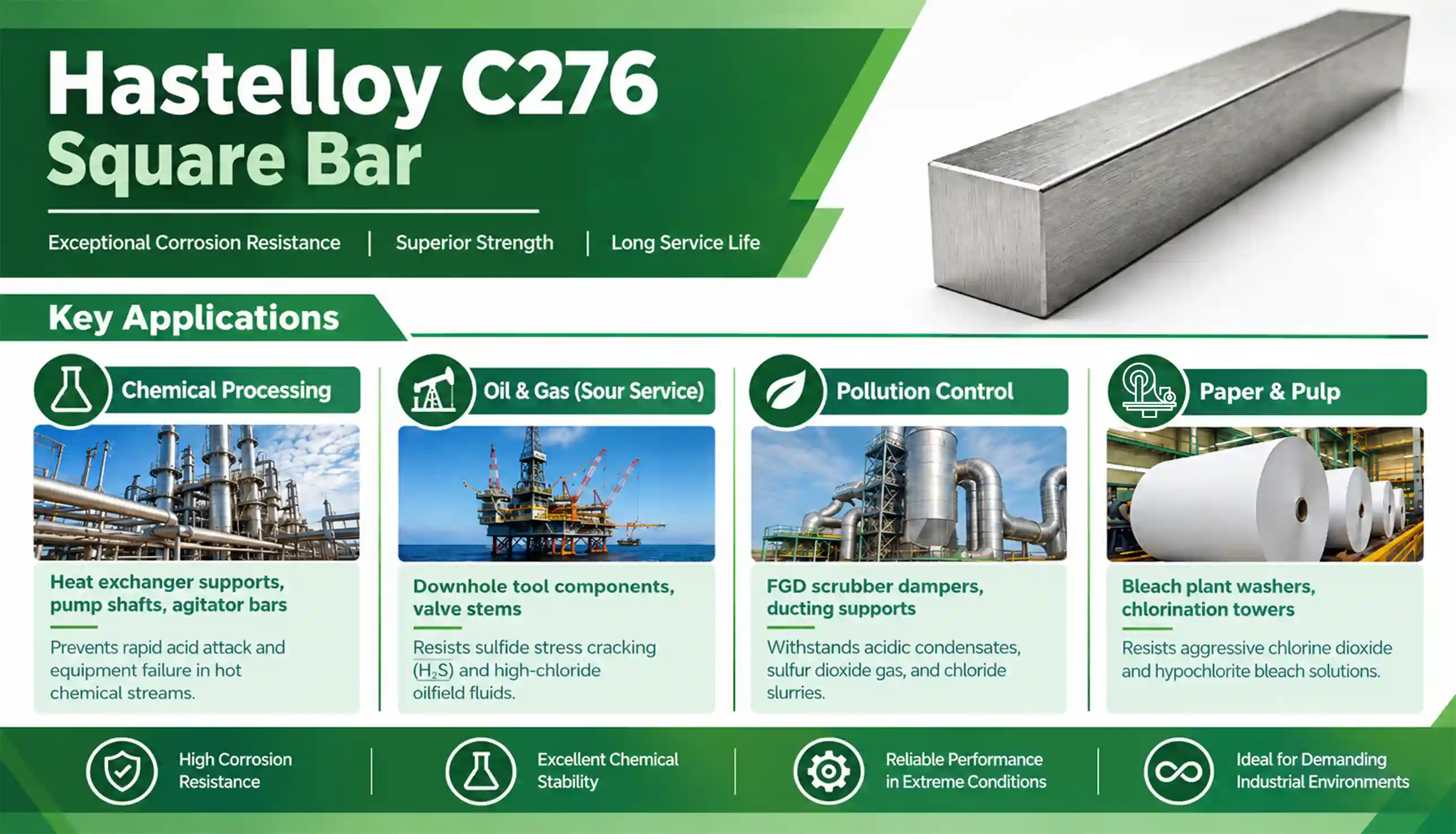 High precision ASTM B574 UNS N10276 Bright Square Bars stacked for chemical process component manufacturing