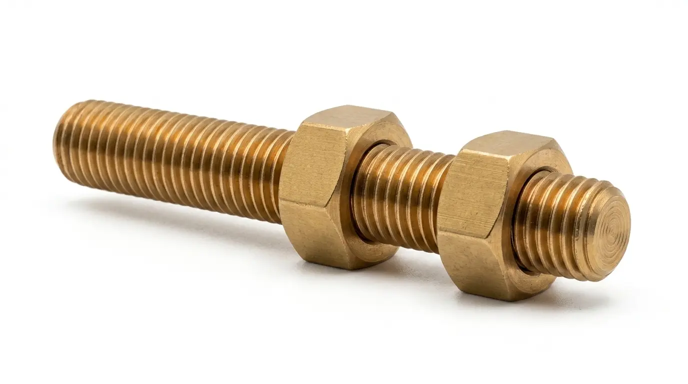 Close-up of Aurum Overseas Copper Nickel (Cupro Nickel) stud bolts, precision-engineered for superior resistance against seawater corrosion and chloride attack in marine, offshore, desalination, and power generation systems.