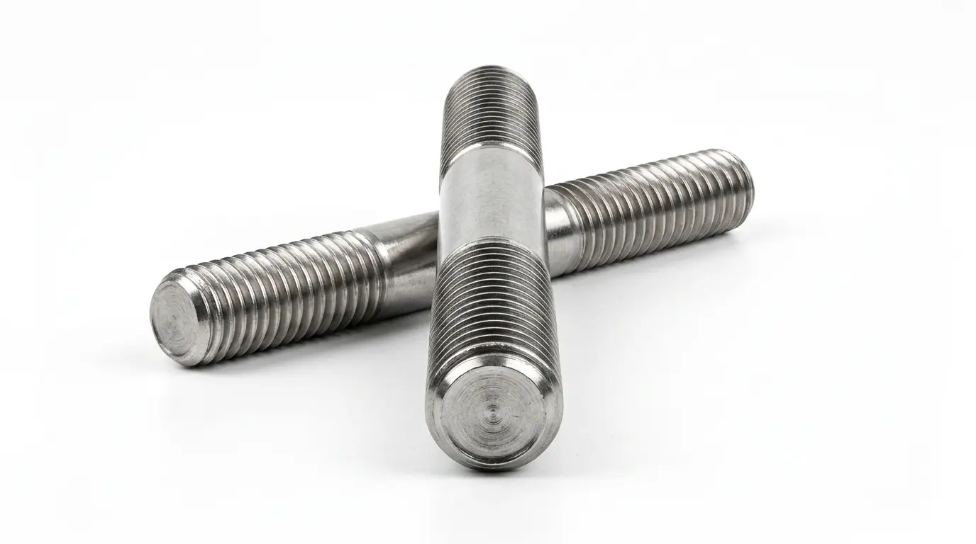 Close-up of Aurum Overseas Duplex S31803 (ASTM A182 F51) stainless steel stud bolts, precision-engineered for superior corrosion resistance and high mechanical strength in offshore platforms, marine systems, and chemical processing equipment.