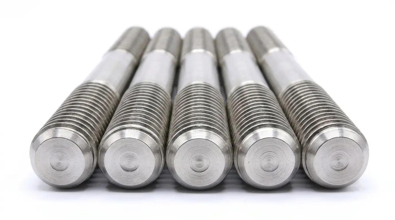 Close-up of Aurum Overseas Hastelloy C22 stud bolts (UNS N06022), precision-engineered for superior resistance against aggressive chemical processing, oxidizing acids, and chloride-rich corrosive environments in industrial refinery and marine systems.