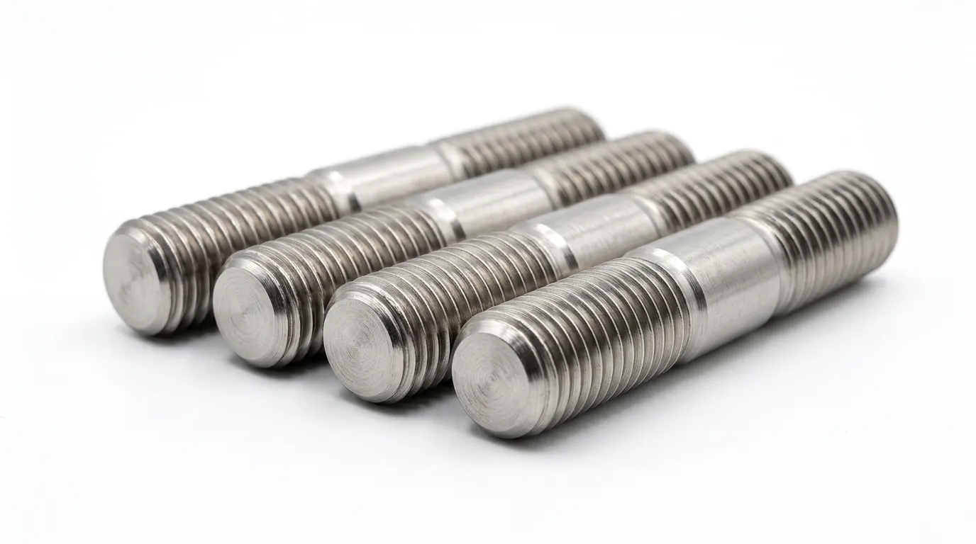 Close-up of Aurum Overseas Incoloy 800, 800H, and 800HT nickel-iron-chromium alloy stud bolts, engineered for superior oxidation and creep resistance in furnace systems, petrochemical plants, and thermal processing applications.