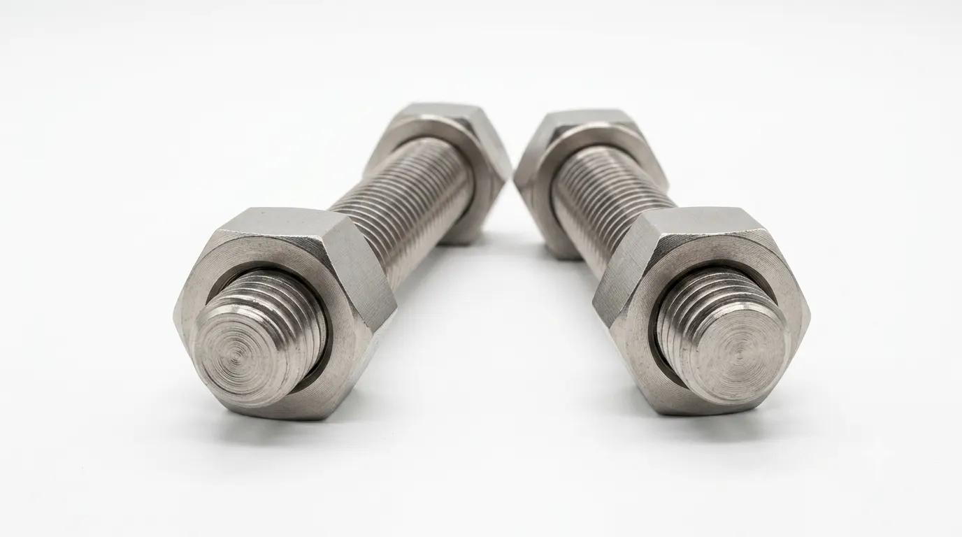Close-up of Aurum Overseas Inconel 625 nickel alloy stud bolts, engineered for superior corrosion resistance and fatigue strength in offshore engineering, subsea applications, and marine systems.