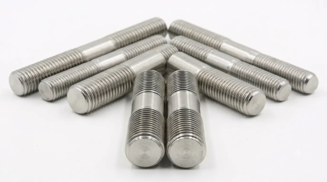 Close-up of Aurum Overseas Inconel 660 (A286 alloy) stud bolts, engineered for superior tensile strength, creep resistance, and structural stability in aerospace systems, gas turbines, and high-temperature refinery equipment.