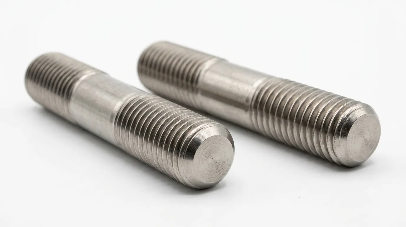 Close-up of Aurum Overseas Inconel 718 nickel alloy stud bolts, engineered for superior tensile strength and fatigue resistance in aerospace systems, gas turbines, and high-pressure industrial applications.
