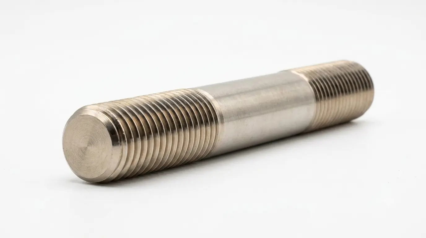 Close-up of Aurum Overseas Monel K500 precipitation-hardened nickel-copper alloy stud bolts, engineered for superior mechanical strength, wear resistance, and seawater corrosion protection in offshore drilling, marine engineering, and pump applications.