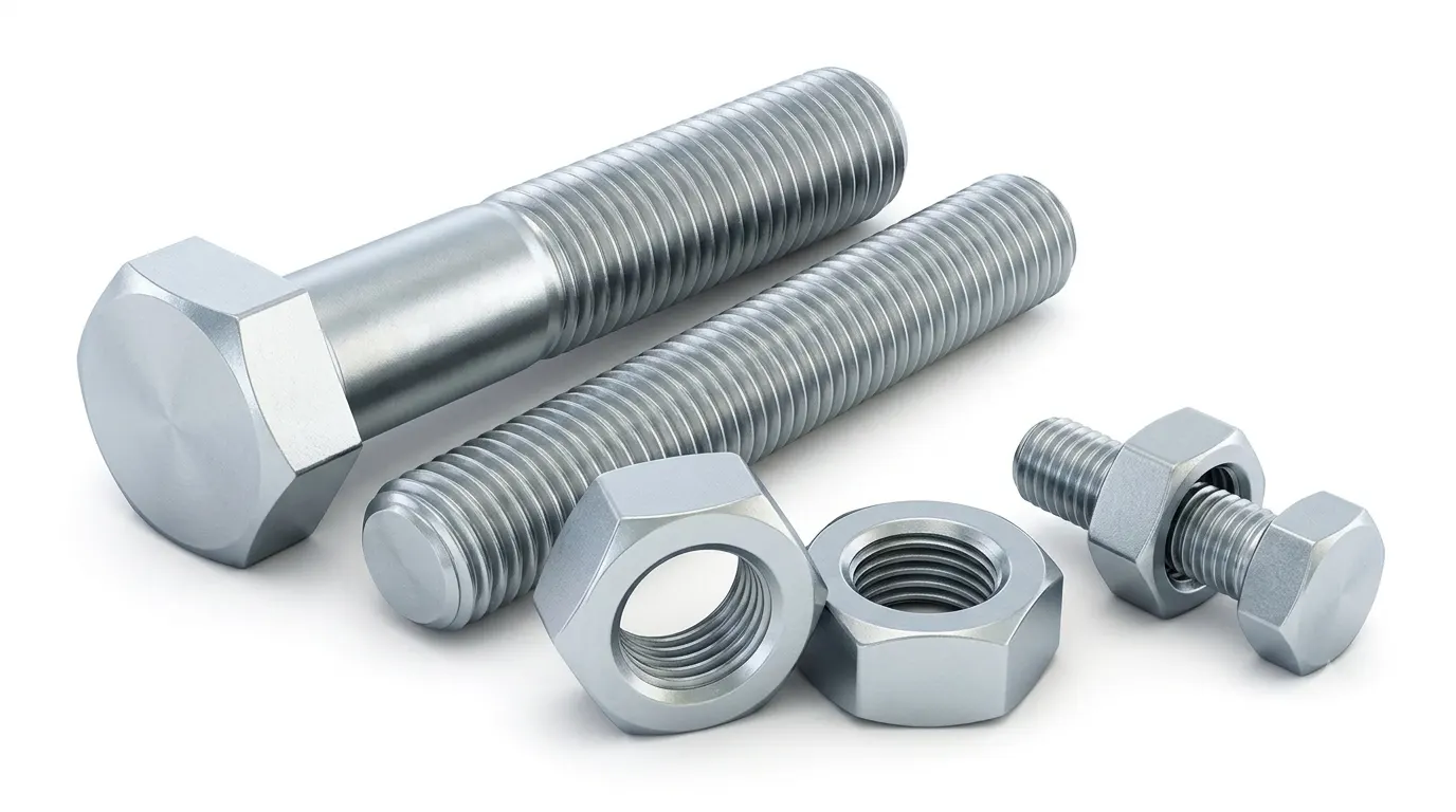 Close-up of Aurum Overseas SS 321 and 321H titanium-stabilized stud bolts, engineered for high-temperature piping systems, refinery projects, and furnace applications.