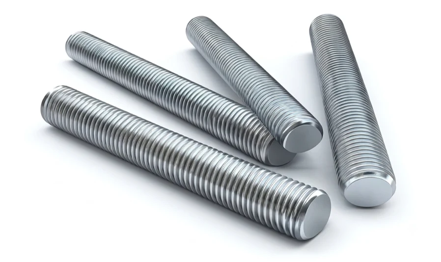Nimonic Alloy Threaded Bars stacked in export warehouse