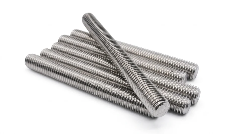 ASTM A276 Super Duplex Grade 2507 Threaded Bars stacked in export warehouse